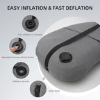 AIRSPIRIT Ultralight Camping Pillow Inflatable with Removable Washable Cover, Compact Travel Pillow for Neck Support, Hiking, Backpacking, Office, Airplane, Car & Beach - Adjustable Firmness(Grey)
