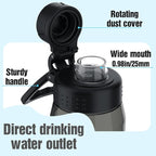 Water Bottle 32oz, clear water bottle with Spout Lid and Carry Handle, Reusable, Tritan, BPA Free, Hiking Water Bottle Suitable for Travel, Outdoors, Gym, Travel, Home, School (Black)