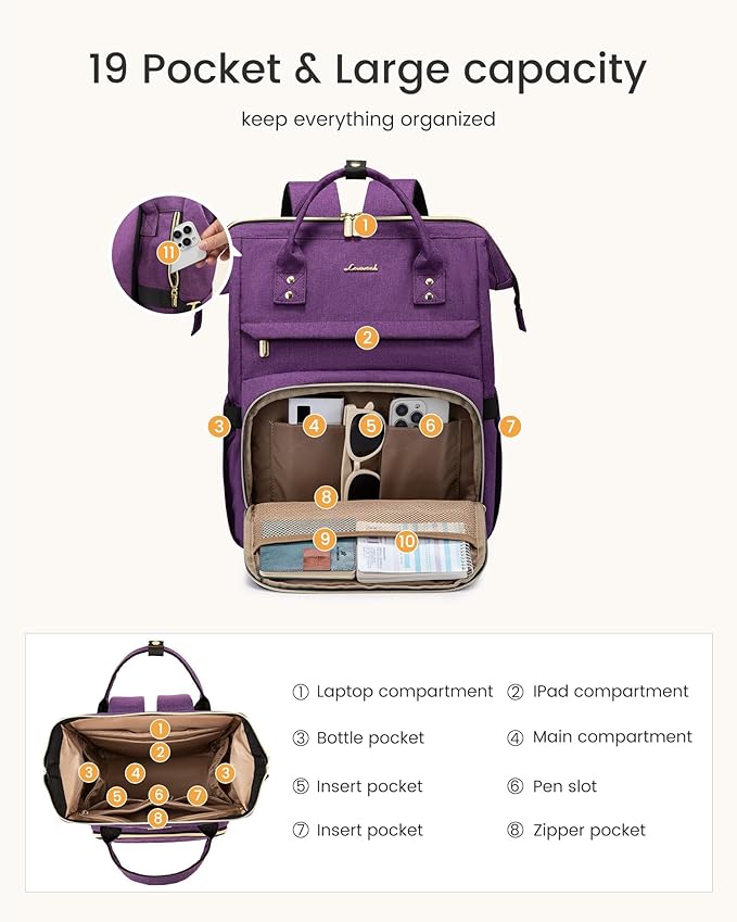 LOVEVOOK Laptop Backpack for Women with Giant Tumbler Holder Pocket,17 inch Waterproof Travel Backpack Purse Computer Laptop Bag,Professional Work College Nurse Teacher Backpack Daypack,Grayish-pink