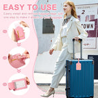 Personalized Initial Luggage Tags for Suitcase, Pink Leather Cute Luggage Tags with Privacy Cover Name Card, Embroidered Custom Monogrammed Luggage Tag Travel Bag Baggage Tags Gifts for Women Kids(B)
