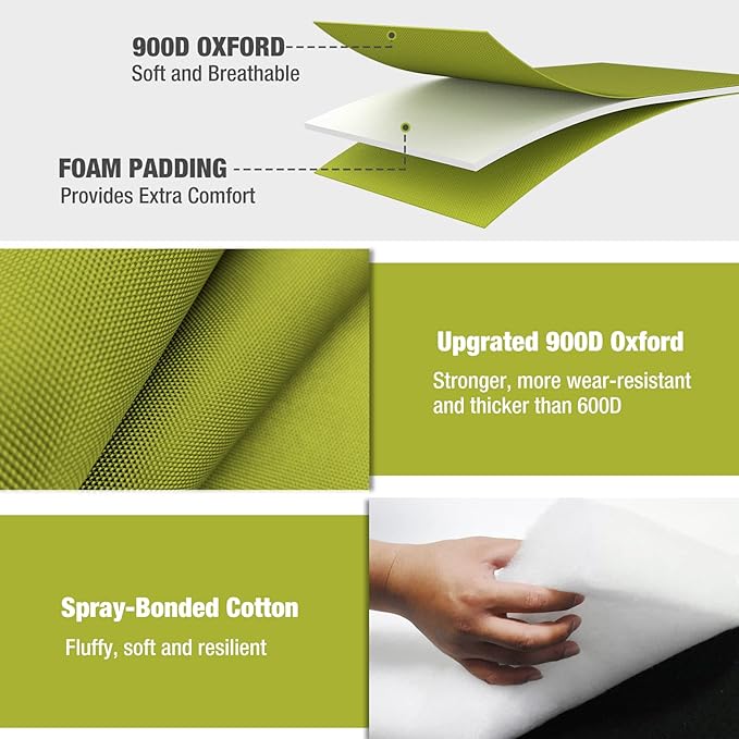 VILLEY Heavy Duty Directors Chair, Folding Camping Chairs, Portable Foldable Chair, for Camp Tailgating Lawn Picnic Fishing Beach, Supports 350 LBS, Green