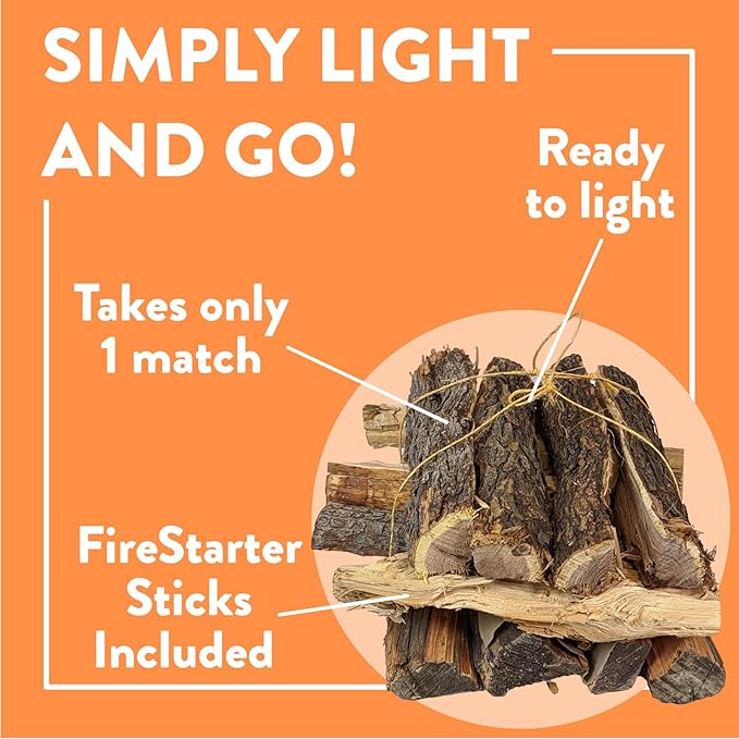 18 LB. Oak FireWood Log & Fatwood Fire Starter Sticks by Billy Buckskin Co., Firewood Fire Logs Great Firestarters for Outdoor Firepits, Fireplaces & Campfires, Seasoned Wood Logs for Outdoor Grilling