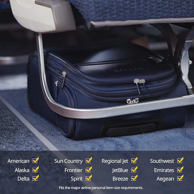 Verage Carry On Underseat Luggage with 2 Wheels & USB Port, 16 Inch Wheeled Spinner Bag Carry-on Luggages for Airlines, Lightweight Suitcase Men Women, Pilots and Crew(16-Inch Rolling Underseat Pro)