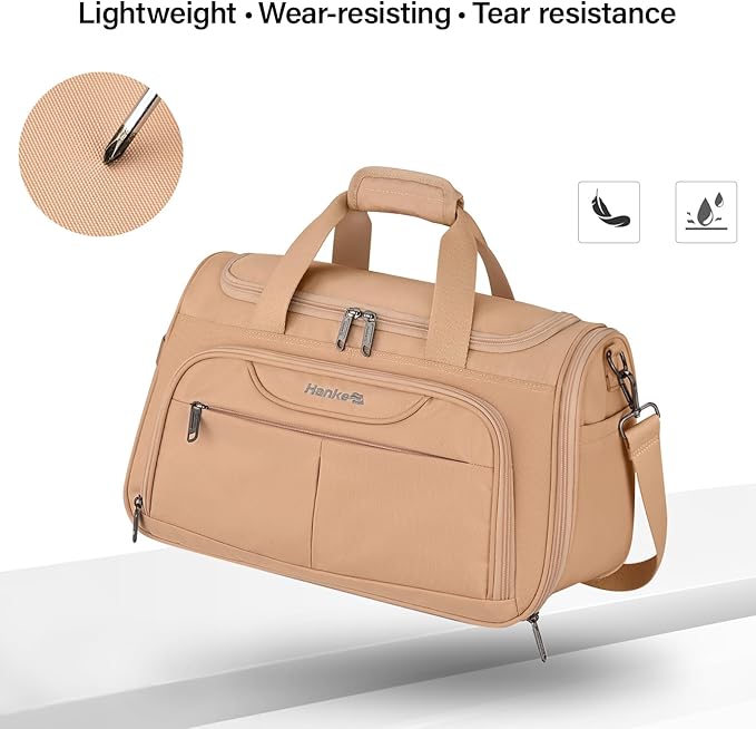 Hanke Foldable Underseat Carry On luggage Bag, Travel Tote Bag for Women & Men, Personal Item Travel Bag Softside Lightweight Luggage Bags for Travel Flight Crew Overnight Weekender.（Pink）