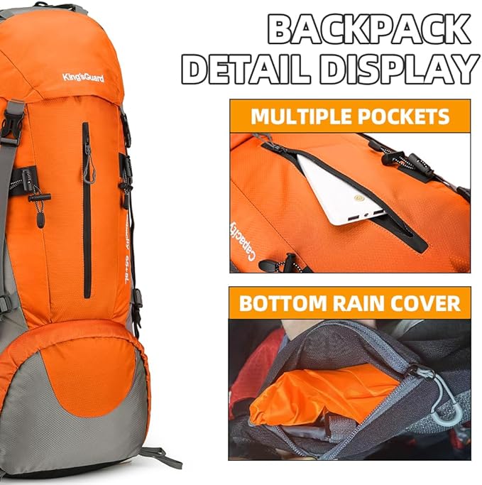 70L Camping Hiking Backpack with Rain Cover Waterproof Backpacking Backpack for Hiking Treeking Climbing Outdoor