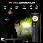 2000 Lumens Rechargeable Flashlight, 3800mAh Proximity Sensor & Right-Angle LED Flashlights, Magnetic Base, TIR Lens, IP68 Waterproof, Hands-Free Sensing Control