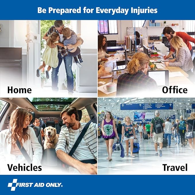 First Aid Only 299 Piece All-Purpose Emergency First Aid Kit for Home, Office, Car, Apartment, Dorm, and Camping, Travel-Friendly Compact Pouch Fits in Backpacks, Suitcases, Cabinets, and Drawers