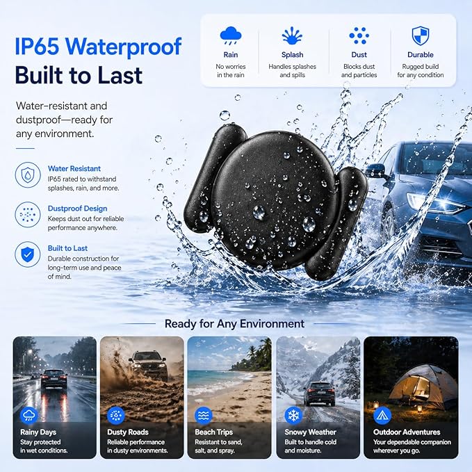 GPS Tracker for Vehicles,Magnetic Waterproof Car Tracker, No Monthly fees, Mini Portable GPS Tracker for Cars, Trucks, Motorcycle, Anti-Theft（Android Only）