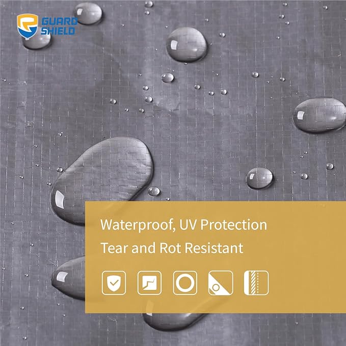 GUARD SHIELD Tarp 20x20 Feet Waterproof Grey/Silver Tarps 8Mil Multi Purpose UV Resistant Cover for Outdoor,Camping,Tent,Boats