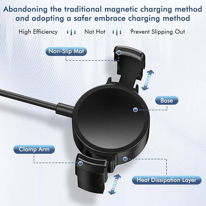 Clip on Galaxy Watch Charger, Suitable for Samsung Galaxy Watch 8/8 Classic/7/Ultra/6/6 Classic/5 Pro/5/4/4 Classic/3 Active2/1, Replace Samsung smartwatch Fast Charging Cable(4FT)