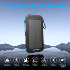 Solar Charger Power Bank 20,000mAh, Portable Charger, 4 Cables 3 Ports Fast Charging External Battery Pack with USB C for Cell Phones, Solar Panel Charger with Dual Flashlight for Camping