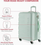 SwissGear 7366 Signature Hardside Expandable Luggage with Spinner Wheels, TSA Lock, Clearly Aqua, Checked-Medium 23-Inch