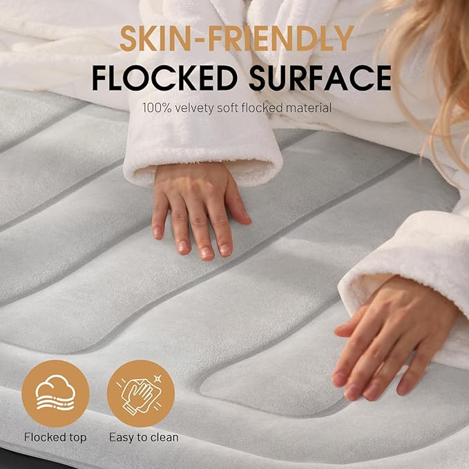 DIVON Air Mattress Queen with Built in Pump,Blow Up Mattress with Wave Pattern in 3 Mins,18'' Quick Inflatable Mattress, Luxury Airbed for Home&Camping,Black,660lbs