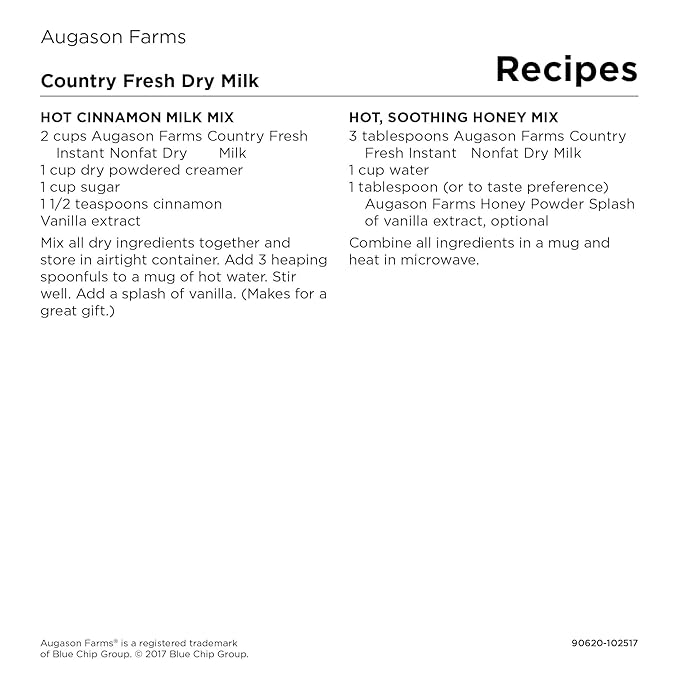 Augason Farms Country Fresh Instant Nonfat Dry Milk Can, Emergency Food Supply, Everyday Meals, 39 Servings