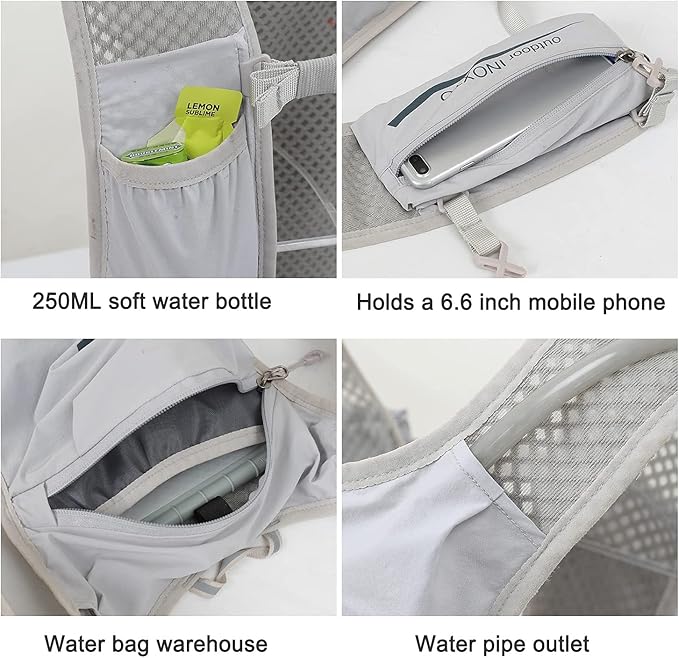 INOXTO Running Hydration Vest Backpack,Lightweight Insulated Pack with 1.5L Water Bladder Bag Daypack for Hiking Trail Running Cycling Race Marathon for Women Men