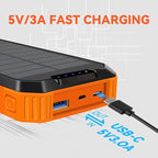 Solar Charger Power Bank 49800mAh Wireless Battery Pack PD18W QC3.0 Fast Charging Built in 3 Cables with USB-C 6 Outputs & 2 Inputs for Cell Phone