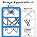 NEWBULIG Oversized Folding Camping Chair for Adults, Portable Outdoor Collapsible Chairs, 500 LBS Heavy Duty Support, with Cup Holders, for Lawn, Fishing, Hiking, Blue