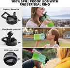 Insulated Water Bottle 64 oz, Triple Wall Vacuum Stainless Steel (Cold for 48 Hrs), Leak Proof & Non-BPA, Half Gallon Water Flask Jug with Paracord Handle & Straw Spout Lids