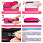 BAGAIL 4 Set/6 Set/8 Set Compression Packing Cubes Travel Accessories Expandable Packing Organizers (Cloth Pattern, 4-Fuchsia)