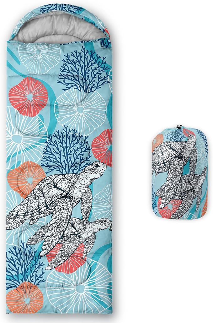 HOSIMA Cartoon Axolotl Sleeping Bags for Kids 10-12,Blue Cartoon Kids Sleeping Bags for Girls Boys,Compact Sleeping Bag for Camping Essentials and Hiking.