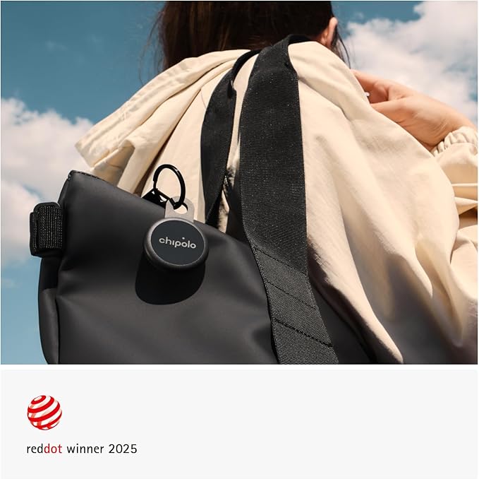 Chipolo LOOP - Rechargeable Bluetooth Tracking tag, Item Locator for Keys & Bags, Compatible with Apple Find My or Find Hub on Android, Out of Range Alerts for Android & Call Your Phone