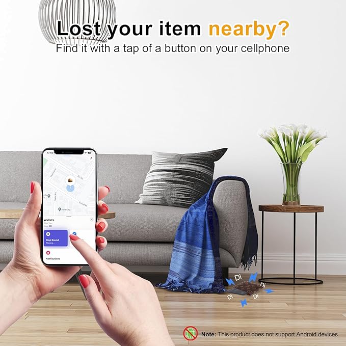 [Apple MFi Certified] LBPRT Air-Tag Card Rechargeable Wallet Tracker Thin 1.6mm, Item Finder Work with Apple Find My APP (iOS Only, Android not Supported) Smart Locator for Luggage Suitcase, Purse,Bag