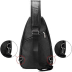 Small Sling Bag Crossbody Backpack Over the Shoulder Bag for Men Women Travel Outdoors, Lightweight Sling Chest Pack (Large, Pu leather)