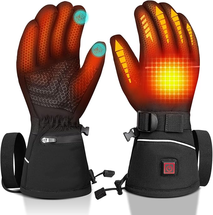 Heated Gloves for Men Women Rechargeable Waterproof Electric Motorcycle Gloves for SKI Snowboard Camping Hiking Camping