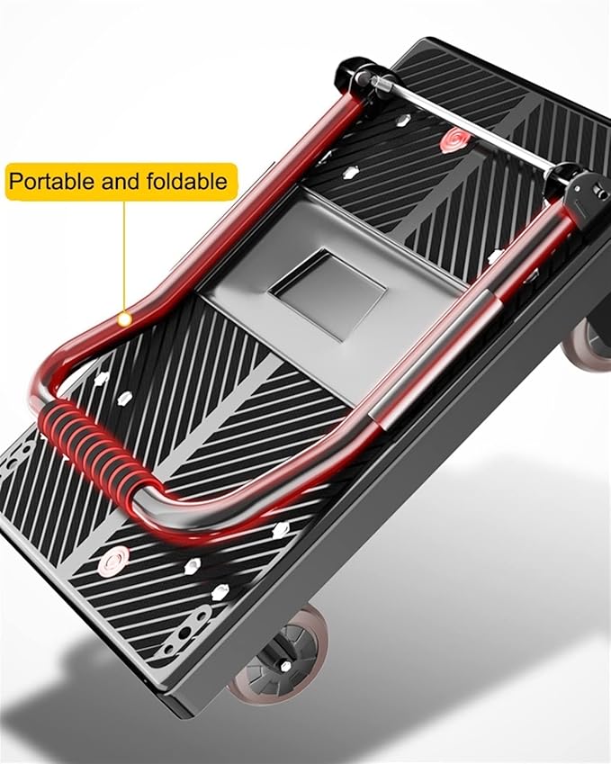Platform Trucks Push cart Foldable, Push cart Heavy Duty, Hand cart,Suitable for Luggage, Shopping, Travelling, Moving and Office (Color : Black, Size : 72 * 47cm)