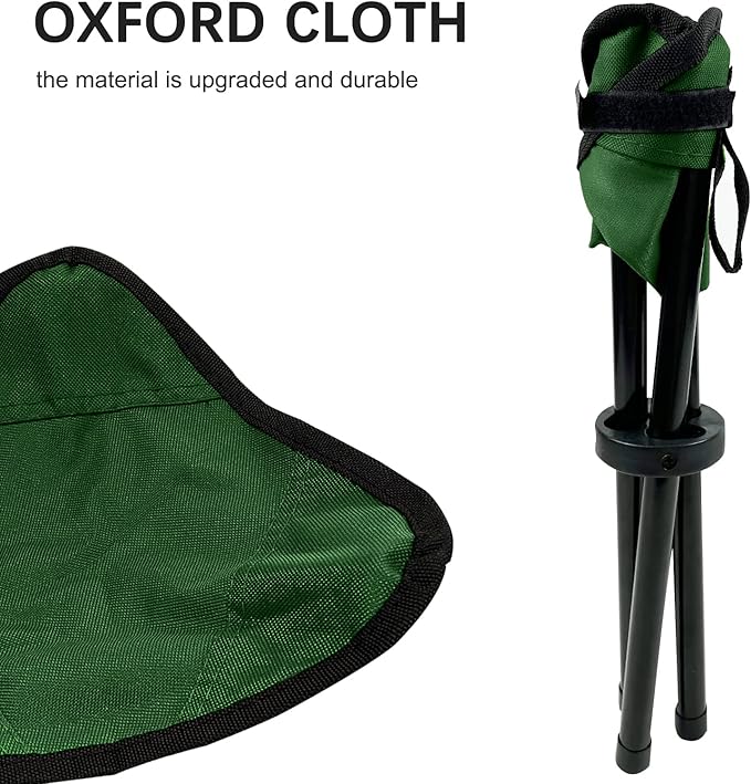 Folding Camping Stool Portable Outdoor Chair Use Height 13.7in Fishing Chair Seat for Camping Hiking Golf Hunting Hiking Outdoor Gardening and Travel Beach Maximum Weight Capacity 280 lbs(Green)