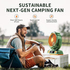Camping LED Fan with Light, 40000mAh Rechargeable Battery Powered Outdoor Tent Fan with Light and Hook, 6 Speed, Personal USB Desk Fan for Camping, Fishing, Power Outage,Hurricane, Worksite