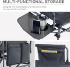 EVER ADVANCED Camping Directors' Chair with Side Table, Portable Folding Chair with Compact Size, Heavy Duty with Pocket for Camping, Lawn, Sports and Fishing, 400lbs, Gray 2 Pack