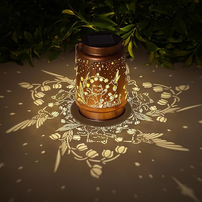 Cats Hummingbird Solar Lanterns Outdoor Waterproof Garden Decor Mothers Day Gifts for Mom Women Birthday Gifts Ideas Metal Bird Decorative LED for Patio Landscape Walkway Terrace Balcony Lawn Yard