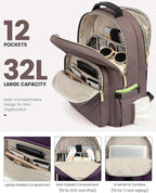 LOVEVOOK Laptop Backpack for Women, Large Capacity Travel Computer Work Bag with 17-inch Laptop Compartment, Business Nurse Backpack Purse, Hiking Outdoor Carry On Backpack, Brown