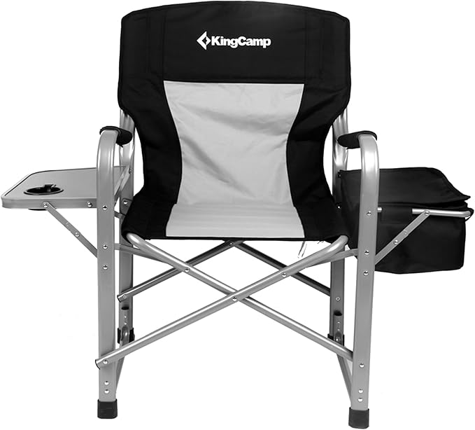KingCamp XXL Oversized Directors Chair with Side Table, Heavy Duty Camping Chairs 600lbs with Cooler Bag, Portable Folding Camp Chair with Wide Seat for Camping Hiking Fishing Lawn Outdoor and Sports