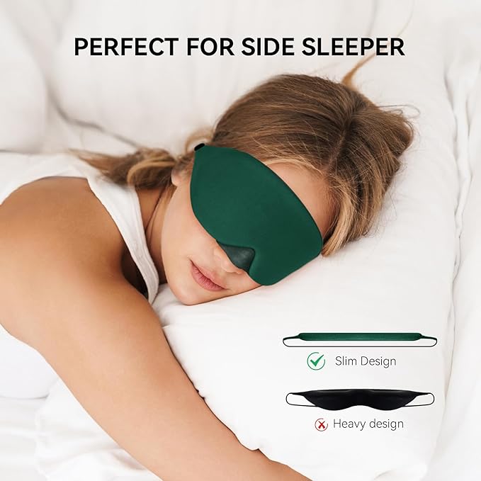 Mavogel Cotton Sleep Eye Mask - Breathable Light Blocking Sleep Mask, Soft Comfortable Night Eye Mask for Men Women, Eye Cover for Travel/Sleeping/Shift Work, Includes Travel Pouch (Green)