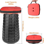 Boreeman Upgraded Collapsible Stool, Square Portable Stool, Lightweight Yet More Sturdy with Load Capacity 400lbs, Perfect for Camping Fishing Hiking BBQ (Square Red)