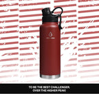 Insulated Sports Water Bottle with Straw Lid Dustproof, 3 Lids, 24/32/40/64 oz Dishwasher Safe & BPA Free Double Wall Stainless Steel Water bottle, Leakproof & Sweat Free -40 Oz Brick Red