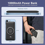 Magnetic 10000mAh Portable Charger for iWatch & iPhone, 22.5W USB C Fast Charging Wireless Power Bank Built-in Cables and Wall Plug, External Travel Battery Pack Compatible with iOS Android Devices