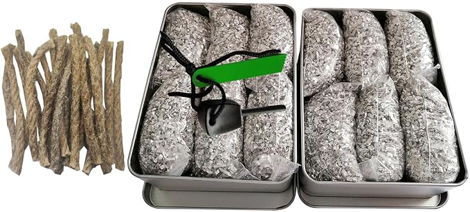 Magnesium Fire Starter Kit with Ferro Rod – Emergency Survival Fire Starting Gear with Pre-Shaved Magnesium & Fire Ropes – Waterproof Outdoor Kit for Camping, Hiking, Bushcraft