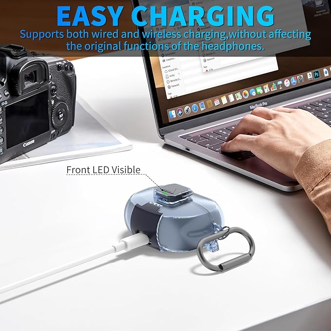 for Bose Ultra Open Earbuds Case with Secure Lock & Phone Stand, Soft TPU Shockproof Protective Clear Case for Bose Open Ear Earbuds Accessories with Cleaning Pen & Keychain (Light Blue)