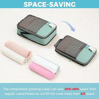 BAGAIL 4 Set/6 Set/8 Set Compression Packing Cubes Travel Accessories Expandable Packing Organizers(HalfMesh,8-DustyBlue)