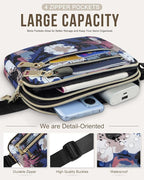 Capolo Fanny Packs for Women Fashion Waist Packs Bag with Adjustable Strap and 4 Zipper Pockets Waterproof Everywhere Crossbody Belt Bag for Workout Running Travelling(Watercolor Print)