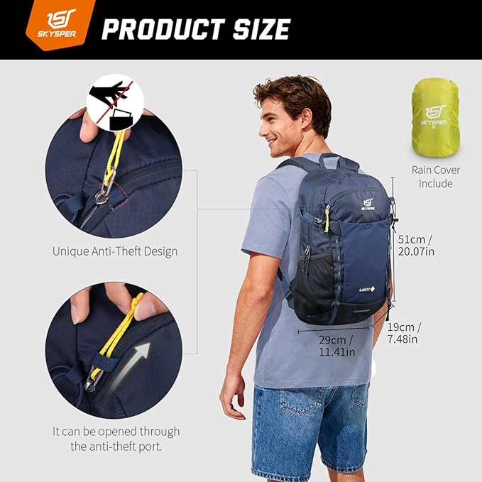 SKYSPER Hiking Daypack 30L Camping Backpack, Day Packs for Men Women Travel Outdoor Camp
