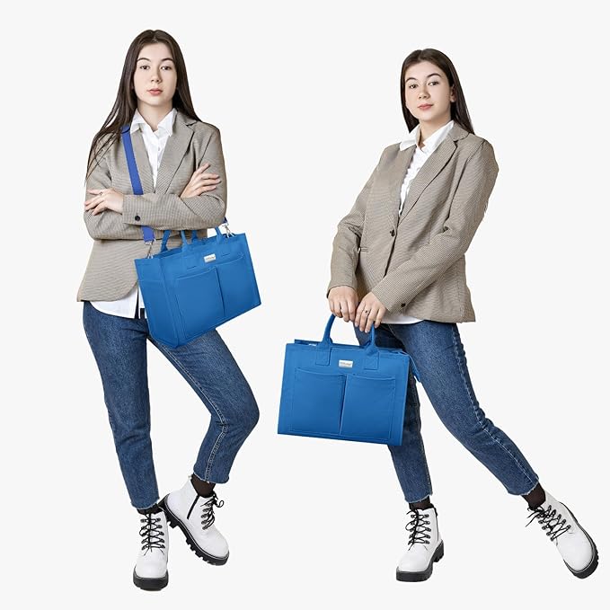 TOPDesign Heavy-Duty Canvas Tote Bag for Women, Adjustable Crossbody/Shoulder Handbag with 9 Pockets, Everything Tote