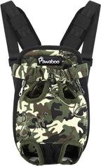 Pawaboo Pet Carrier Backpack, Adjustable Pet Front Cat Dog Carrier Backpack Travel Bag, Legs Out, Easy-Fit for Traveling Hiking Camping for Small Medium Dogs, Medium (Pack of 1), Deep Camouflage Black