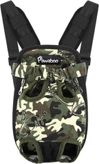 Pawaboo Pet Carrier Backpack, Adjustable Pet Front Cat Dog Carrier Backpack Travel Bag, Legs Out, Easy-Fit for Traveling for Small Medium Dogs Cats Puppies, Small (Pack of 1), Deep Camouflage Black