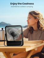 Warmco 10000mAh Portable Travel Fan 7-inch, [10-24H Runtime] Ultra-thin Digital Display Small Desk Battery Operated Fan for Camping, Office, Bedroom, Cruise Essentials 2025
