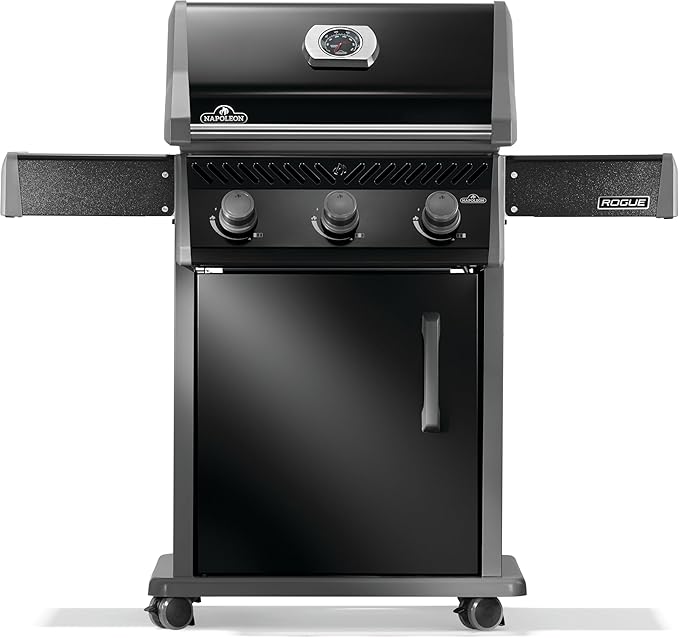Napoleon Rogue 425 Propane Gas Grill, Black, Durable 3-Burner BBQ