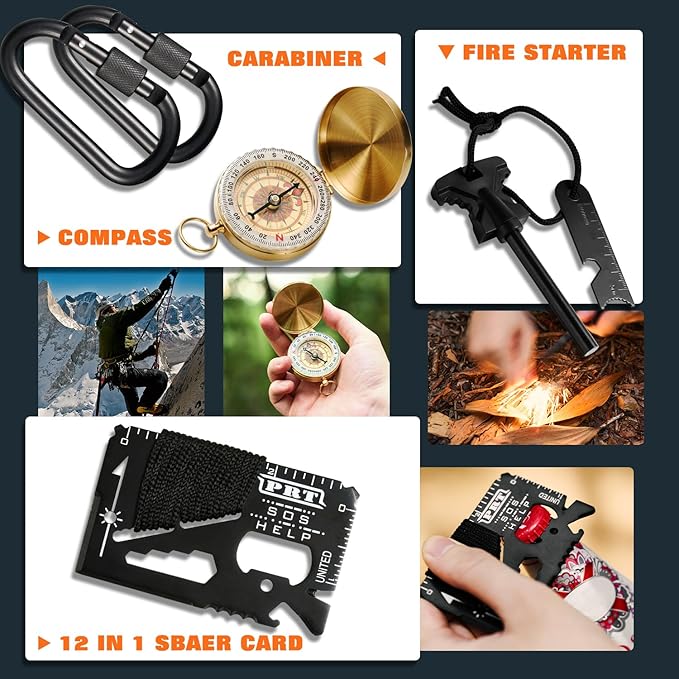 Professional Survival Gear Set - First Aid Kit and Large Camping Backpack, Camping Equipment for Adventure Outdoor Hiking Adventurers